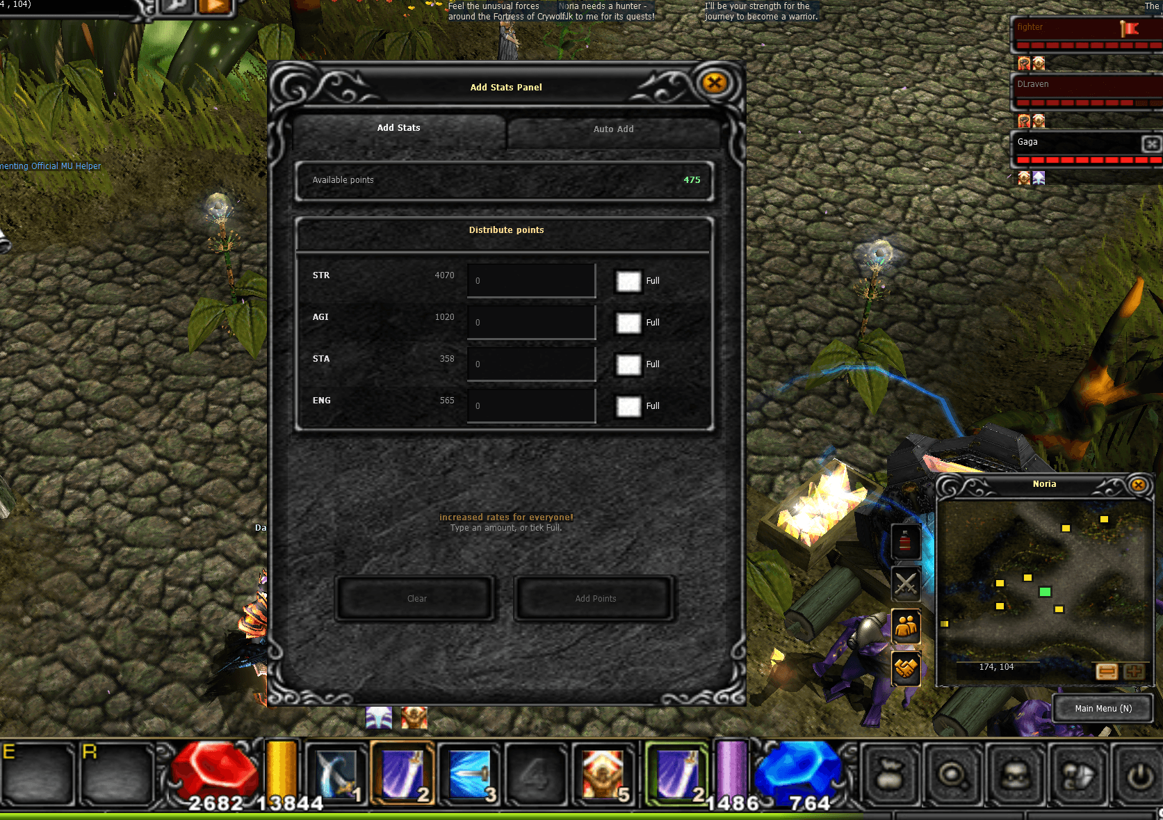 The Add Stats panel